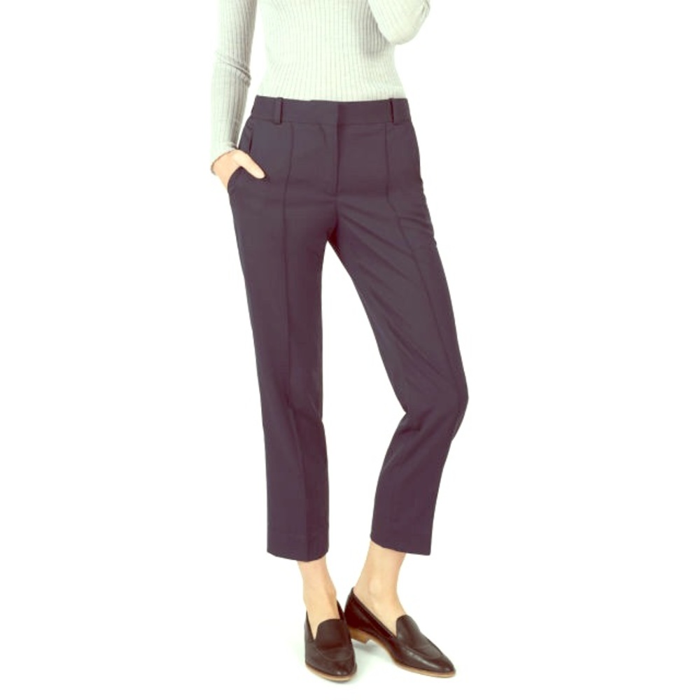 Everlane GoWeave wool navy crop trousers.